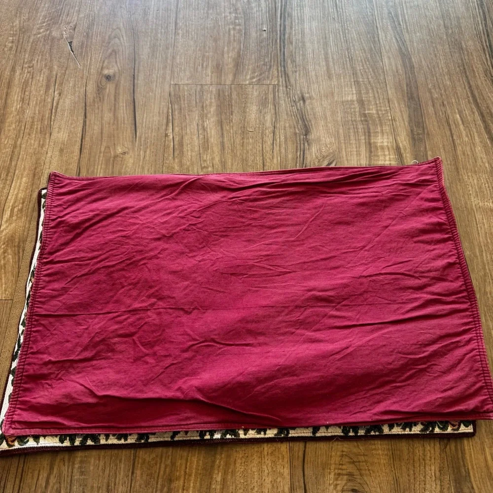 Vintage tapestry place mats set of 4 floral burgundy green cottage core